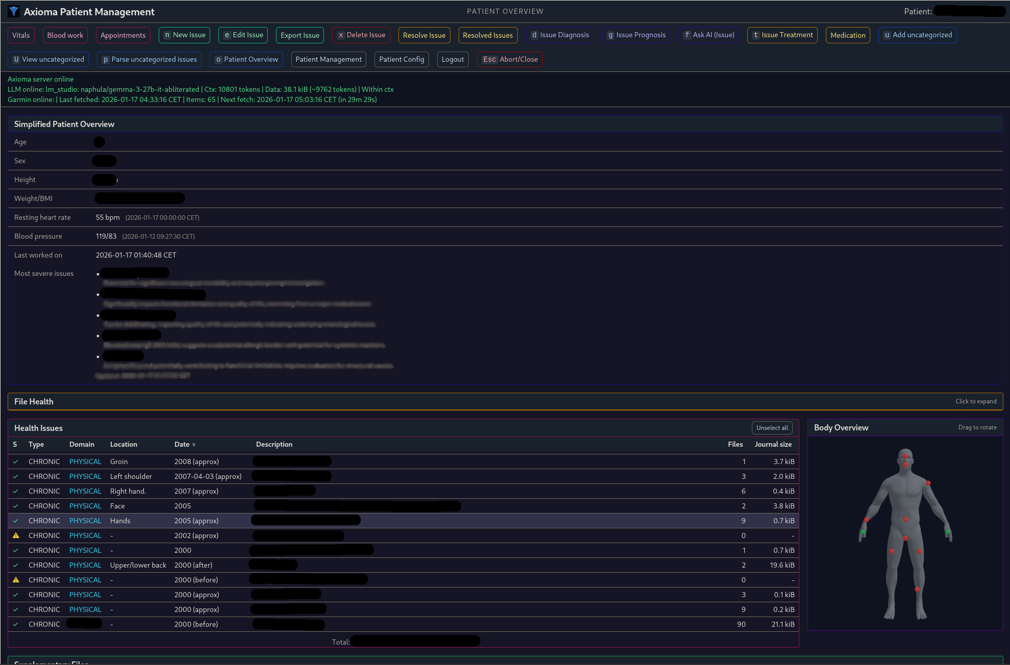 Patient Dashboard with 3D Body Model